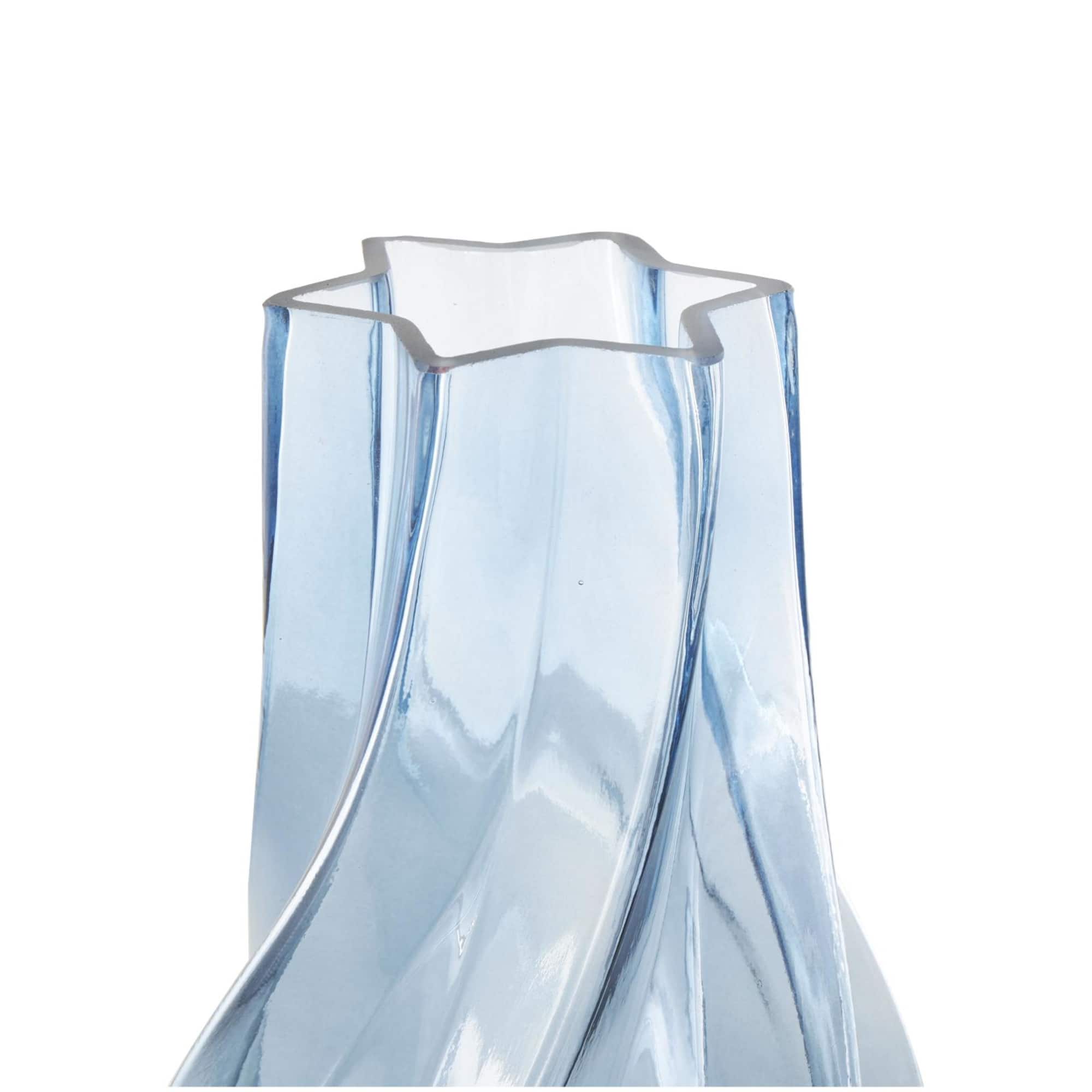 Blue Wavy Ombre Glass Vase Set